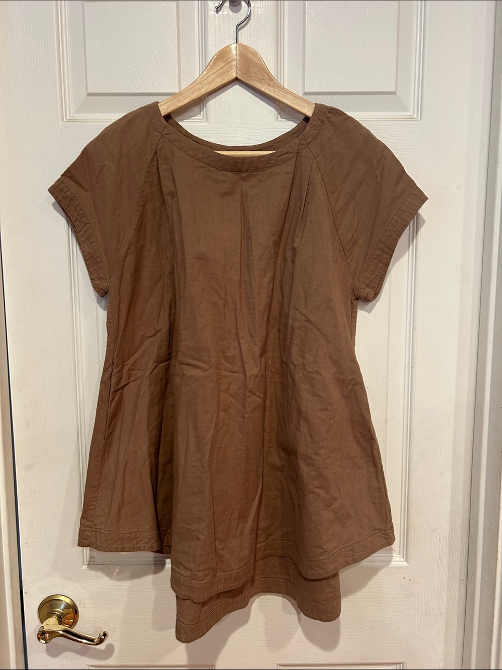 Free People Brown Short-Sleeve A-Line Tunic